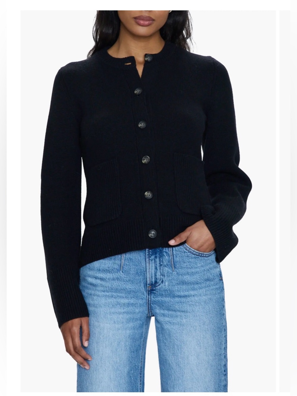 Pistola Dani Black Long Sleeve Button Down Knit Wool Blend Cardigan Size Large